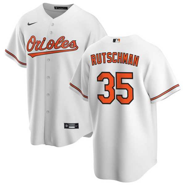 Men%27s Baltimore Orioles #35 Adley Rutschman White Cool Base Stitched Jersey Dzhi